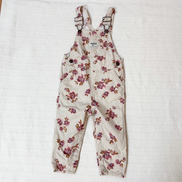OSH KOSH B’GOSH flowers cream pink water color overalls - 18months - Picture 5 of 10